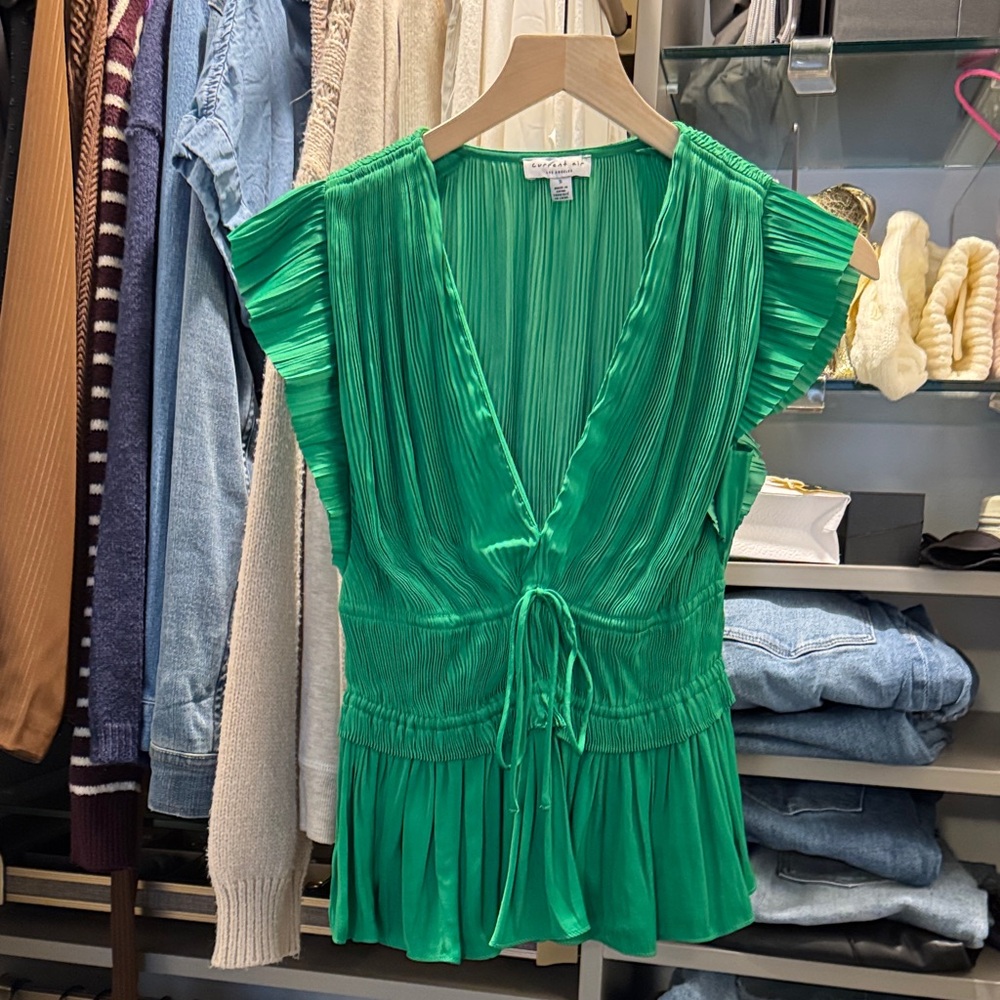 Current Air - Emerald Pleated Blouse - S